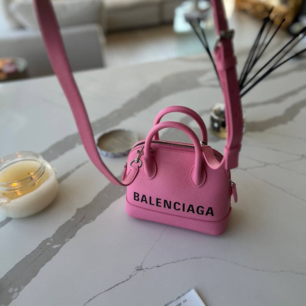 BALENCIAGA Pink Grained Calfskin XXS Ville Top Handle Bag - Picture 2 of 7
